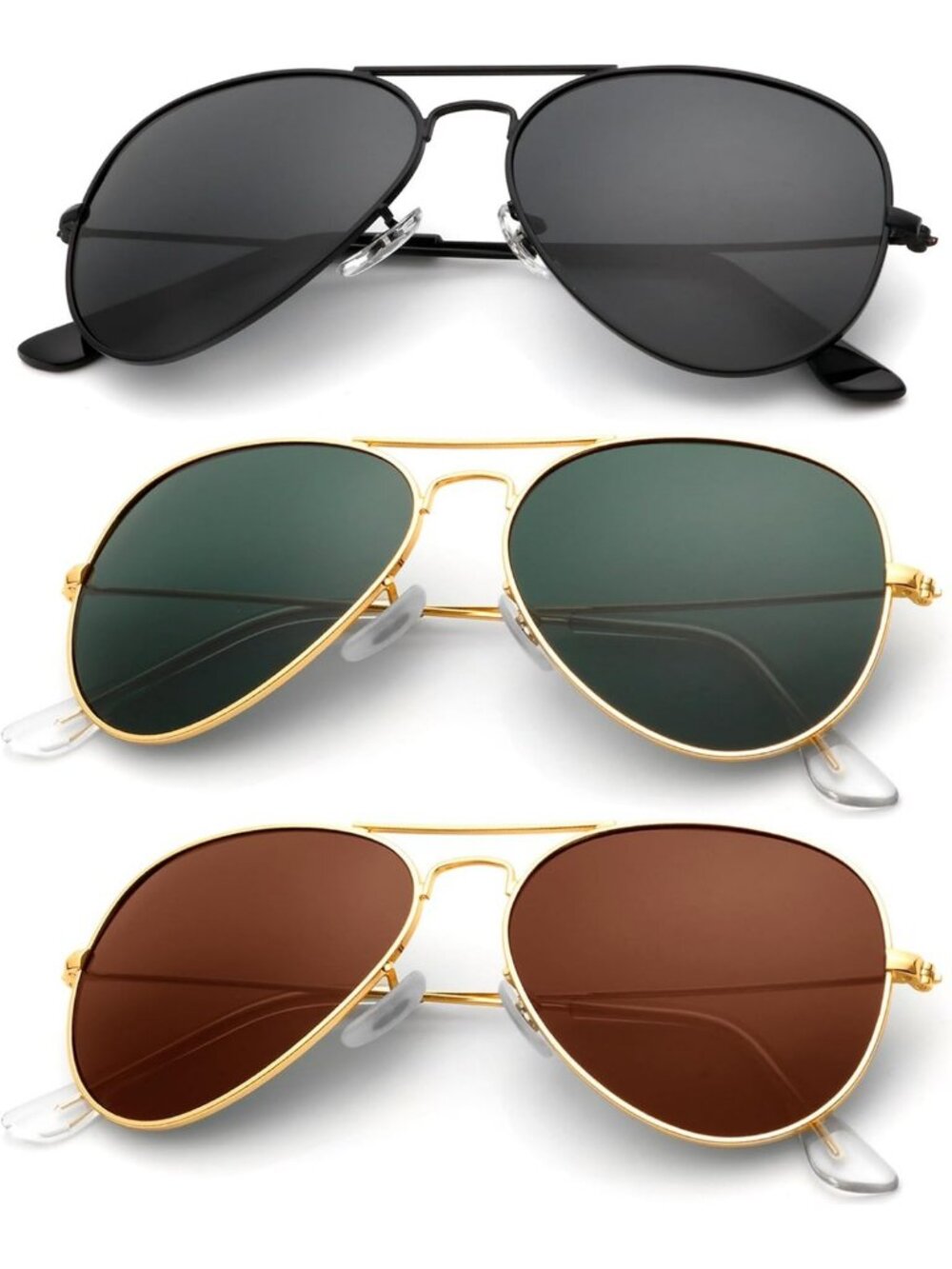 Stylish Aviator Sunglasses for Men & Women - UV Protection, Real Glass Lenses (3